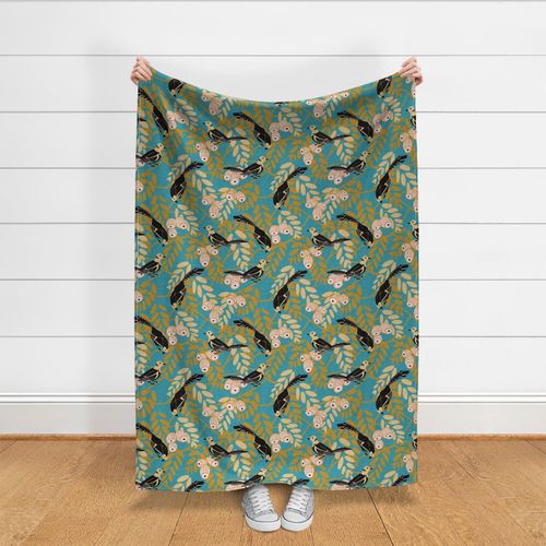 Art Deco Birds and Seed Pods Fabric | Spoonflower