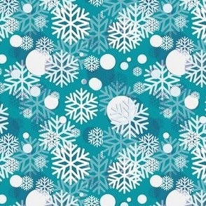 Ice Snowflake // Turquoise Background // Normal scale // Frozen Winter // Crystal Snow // Snowballs // White Snow 