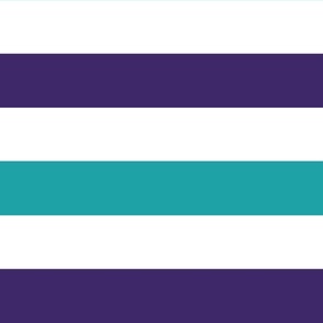 Teal, purple , white rugby style stripe