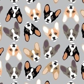 Corgi Dog Faces small print Cute dog fabric