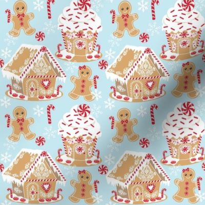 Gingerbread house smaller scale Christmas Fabric