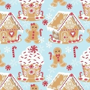 Gingerbread house smaller scale Christmas Fabric