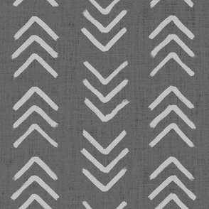 Two-tone grey on grey brushed arrowheads, chevrons - boho geometric - jumbo