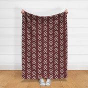 Rustic dark red and soft white brushed arrowheads, chevrons - boho geometric - jumbo