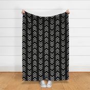 Black and soft white brushed arrowheads, chevrons - boho geometric - jumbo