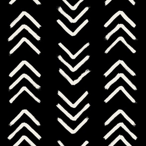Black and soft white brushed arrowheads, chevrons - boho geometric - jumbo