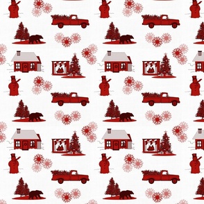 Christmas Toile Red