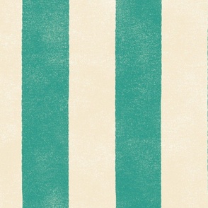 Cabana Stripe - 4" stripe - verdigris and cream 