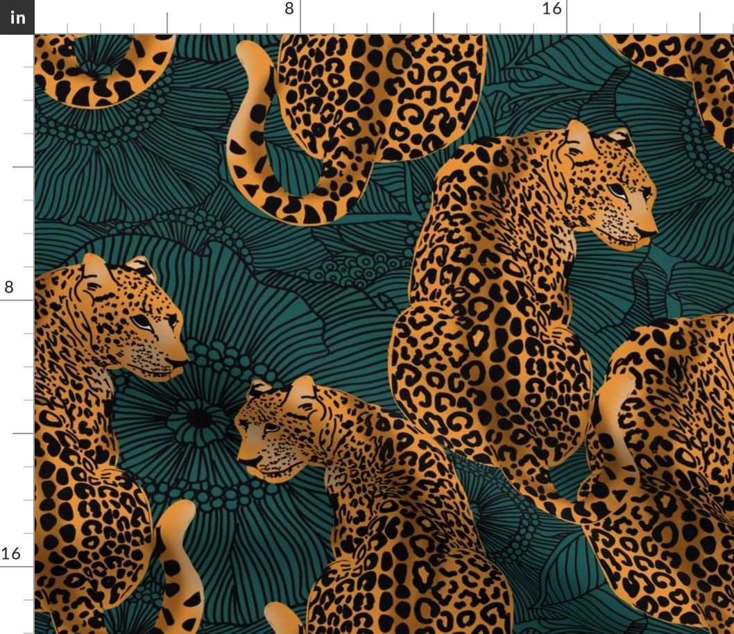 LEOPARDS ON GREENLARGE