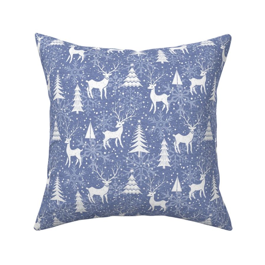 Light Blue Woodland Christmas Deer / Small Scale