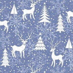 Light Blue Woodland Christmas Deer / Small Scale