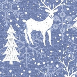 Light Blue Woodland Christmas Deer