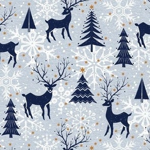 Gray Woodland Christmas Deer / Small Scale