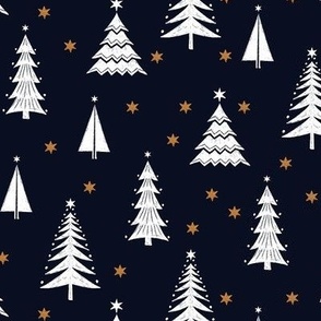Dark Christmas Tree Forest and Stars / Small Scale