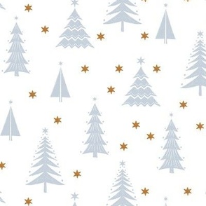 White Christmas Tree Forest and Stars / Small Scale