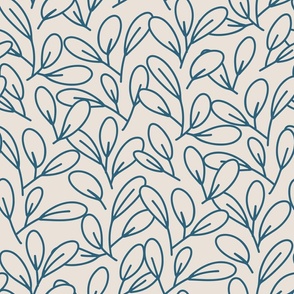 Minimal botanical leaves pattern in navy blue and 