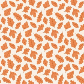 Autumn Leaves, orange on cream