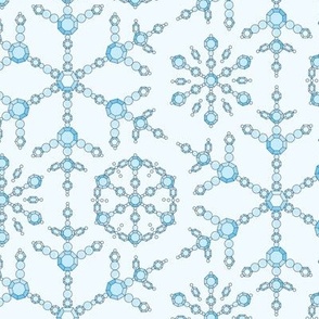 596 - Medium scale Faux Beaded Snowflake in ice blue teal pastel tones, for Christmas Decor, cute  magical wallpaper, home decor, table linen, festive party dress, baby apparel