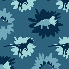 Medium - Blue abstract polka dot dinosaur pattern