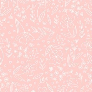 Medium Flowers on Pink by Ria Green