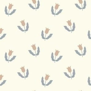 Small tulips - Cream white, blue and beige