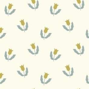 Small tulips - Cream white, blue and mustard