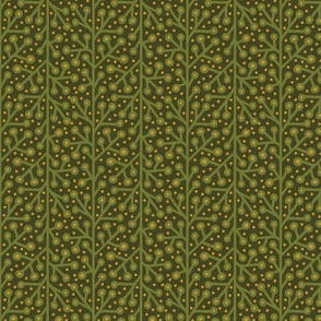 Green geometric botanical berries pattern