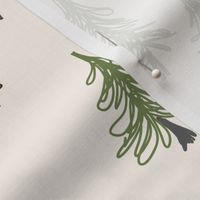 463 $ - Medium scale Scribbled Pine Trees in the forest pale cream background  - hand-drawn minimalist for home decor, Christmas party, Christmas decorating, festive table settings and holiday crafts.