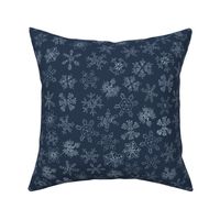 Snowflakes Fog on Navy