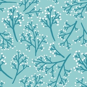 Minimal texture botanical pattern in coordinating Lagoon blue