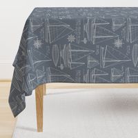 Large Scale / Sailboats 2. / Light Blue Grey Background 