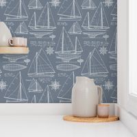 Large Scale / Sailboats 2. / Light Blue Grey Background 