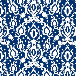 Blue and White Moroccan Damask - 16 Inch