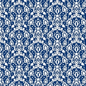 Blue and White Moroccan Damask - 8 inch