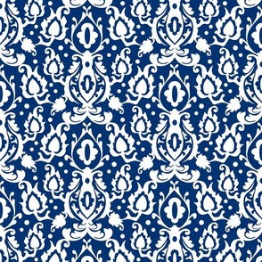 Blue and White Moroccan Damask - 12 inch