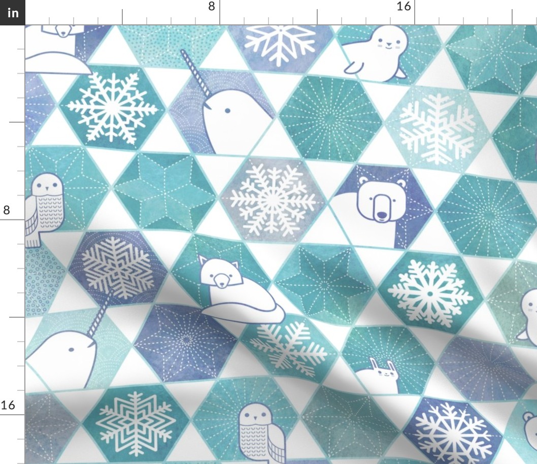 Snowflakes and Arctic Animals Patchwork