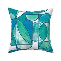 Paint Washed Modern Geometric - Sea Green & Blue - Large Scale