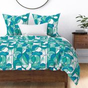 Paint Washed Modern Geometric - Sea Green & Blue - Large Scale