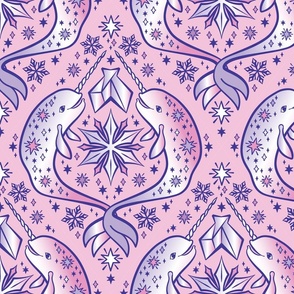 Crystal Narwhals in Winter Pink