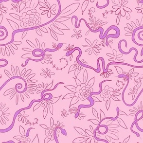 Cutie Snake Floral // Pink