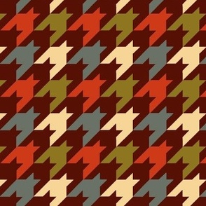 Houndstooth- Autumn Palette - Large Scale - Multi - color
