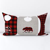 2 Red buffalo plaid baby bear bibs and burp cloth