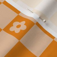 Floral Checks 2.0: Tan & Orange 1