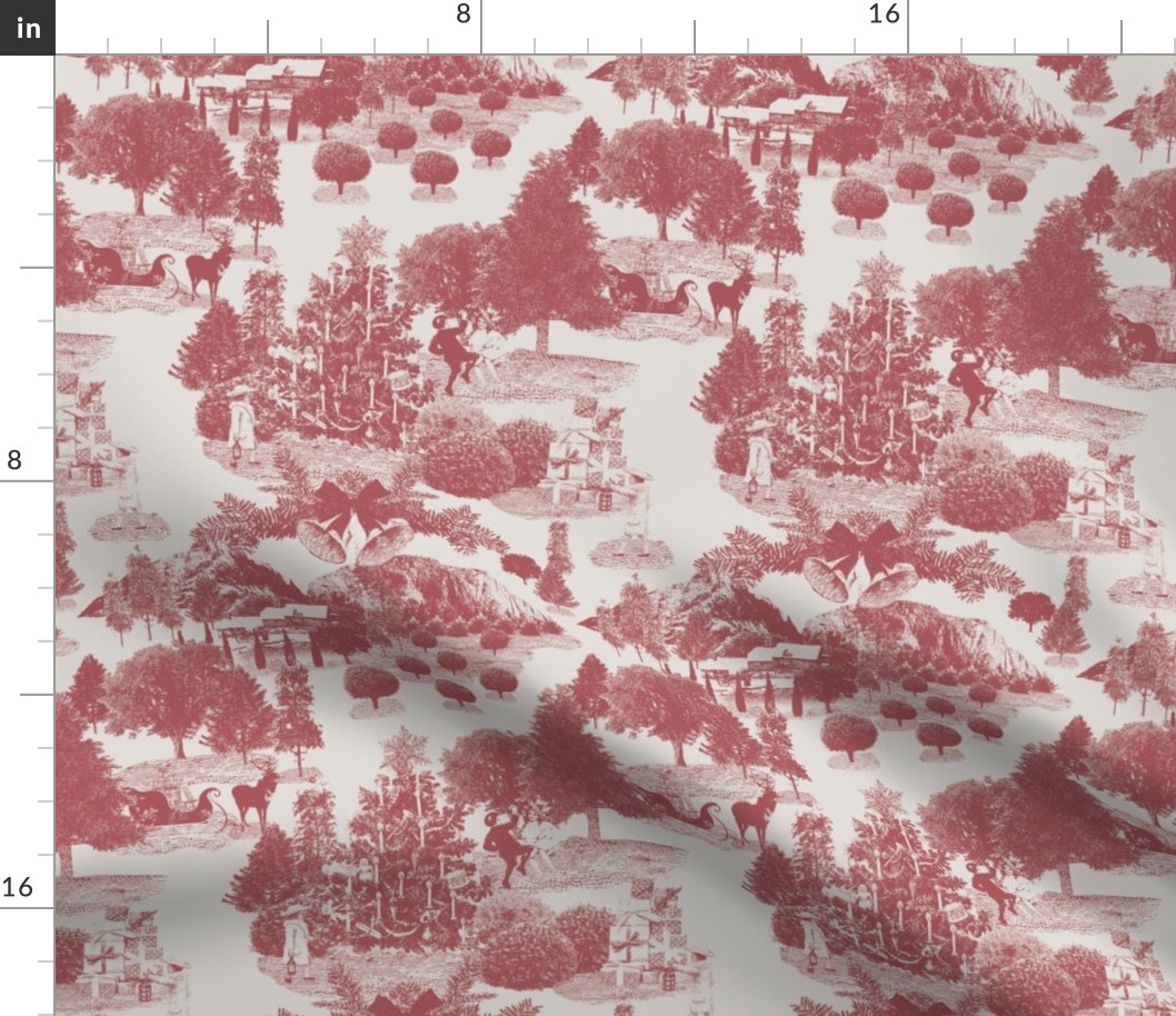 8.75" Christmas Winter Wonderland Toile in Red and White