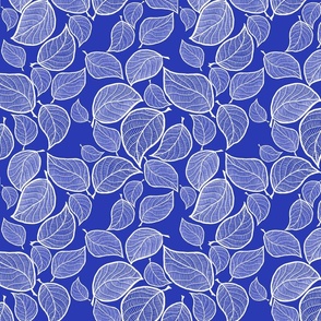 Leaves_-white on blue