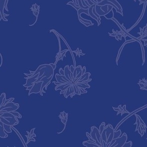 Damask-blue scattered floral