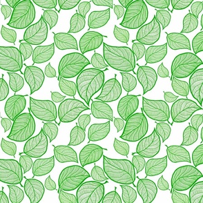 Leaves_-green on white