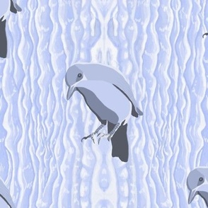 Large - Pinyon Jay Digital Ice Sculpture on Backdrop of Icicle Wall -Entry for Ice Crystals Challenge August of 2021