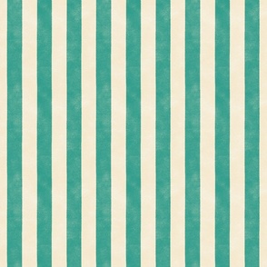 Cabana Stripe - 1" stripe - verdigris and cream