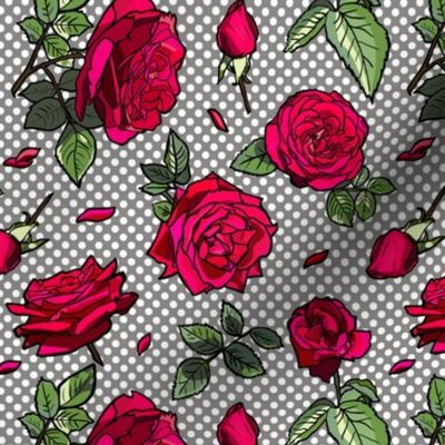 roses on grey